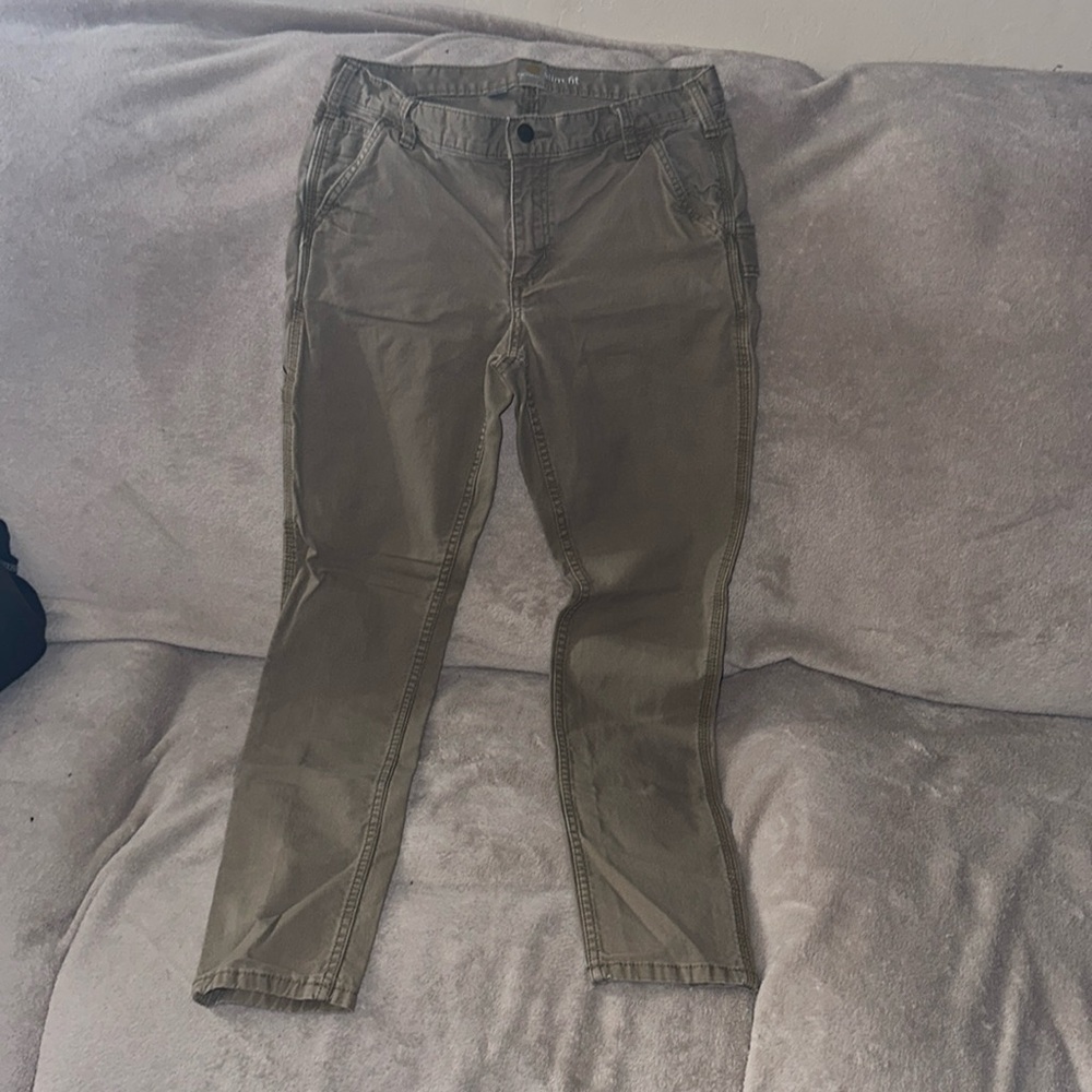 Carhartt tan slim fit carpenter pants size 8 regular 💕